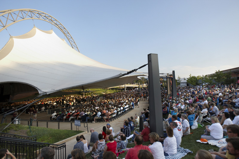 The Sprint Pavilion on the Charlottesville downtown mall during a concert with crowds enjoying the music